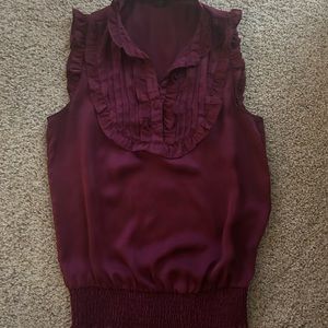 Forever 21 satin sleeveless blouse sz S burgundy/maroon